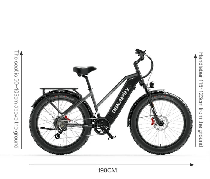 (EU Stock) DUKAWEY DM530PLUS Step-Thru Fat Tire Electric Bike 1000W 52V20Ah Samsung Battery Hydraulic Brake Commuter Ebike
