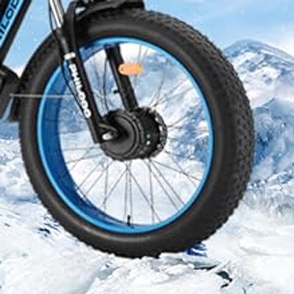 (EU UK Stock)PHILODO H8 Electric Bike for Adults, 48V 23Ah Fat Tire Ebike Dual Motor AWD 2000W 35MPH Electric Bicycles 21-Speed with Ignition Lock Hydraulic Disc Brake-Blue