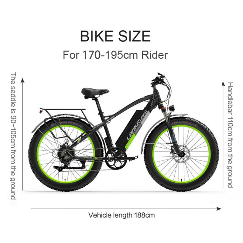 (EU Stock) Lankeleisi XC 4000 Electric Fat Bike-yellow/green——48V 17.5Ah 1000W Brushless Single Motor Ebike