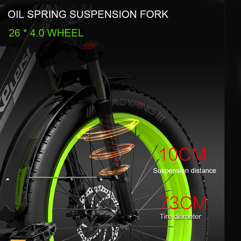(EU Stock) Lankeleisi XC 4000 Electric Fat Bike-yellow/green——48V 17.5Ah 1000W Brushless Single Motor Ebike