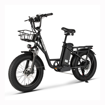 （EU Stock）PHILODO T1 Electric Bike for Adults, 48V 20Ah Fat Tire Ebike Single Motor AWD 750W 15.6MPH Electric Bicycles 7-Speed Hydraulic Disc Brake-Black