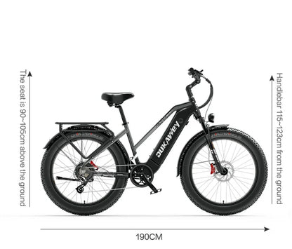 （EU Stock） DUKAWEY DM530PLUS Step-Thru Fat Tire Electric Bike 1000W 52V20Ah Samsung Battery Hydraulic Brake Commuter Ebike