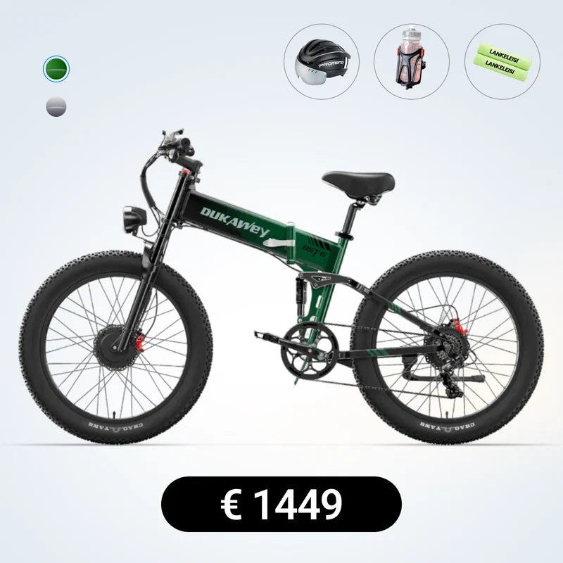 DUKAWEY BST-6 Foldable Dual Motor Fat Tire Electric Bike Full Suspension Hydraulic Brake Off Road Folding Ebike