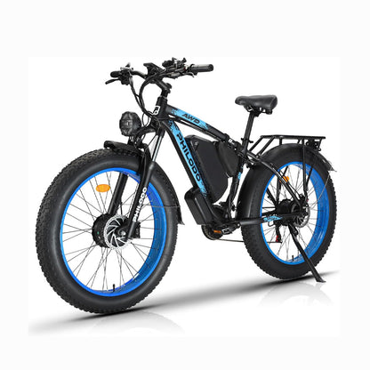 （EU UK Stock）PHILODO H8 Electric Bike for Adults, 48V 23Ah Fat Tire Ebike Dual Motor AWD 2000W 35MPH Electric Bicycles 21-Speed with Ignition Lock Hydraulic Disc Brake-Blue