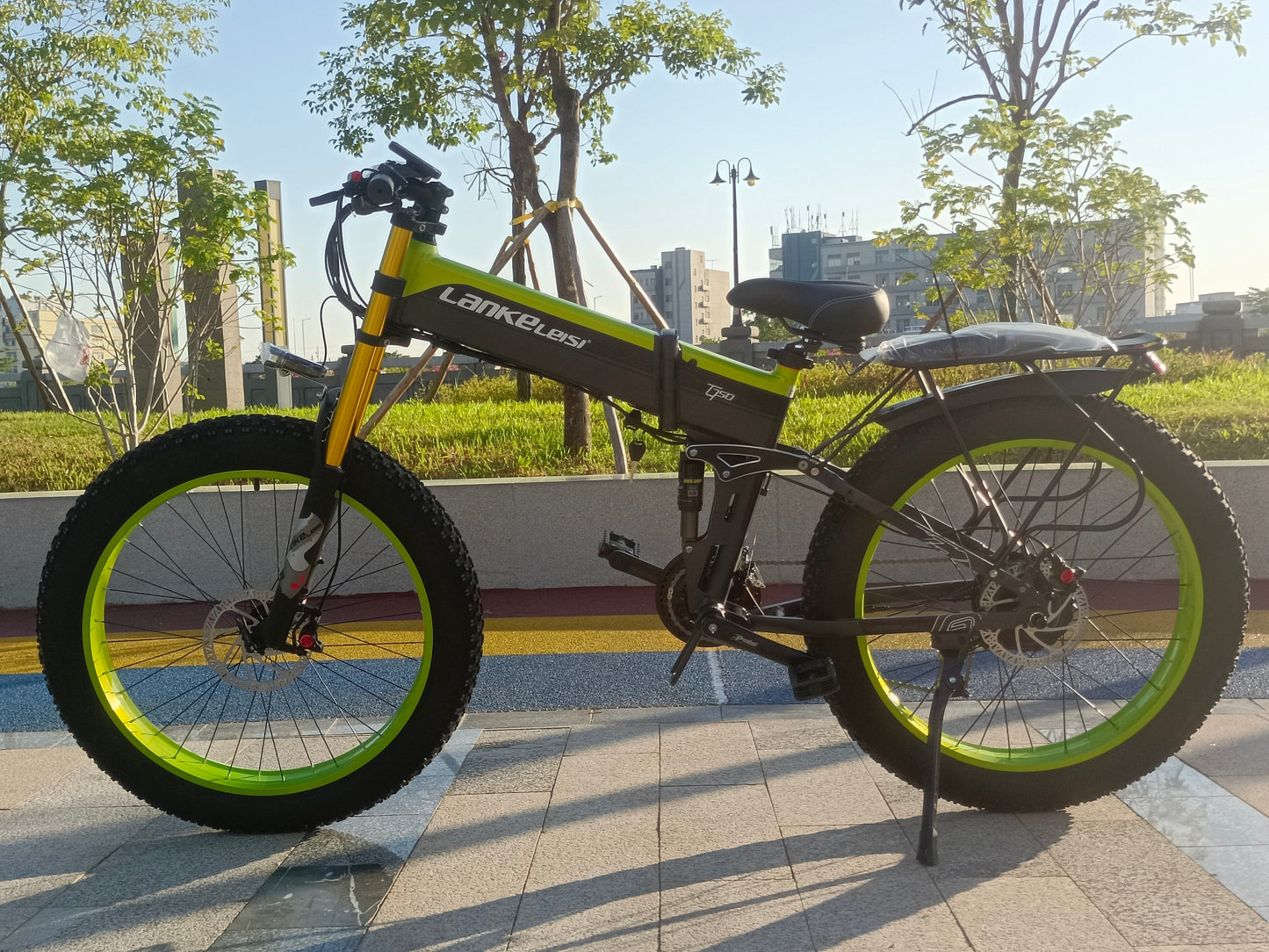 (EU Stock)Lankeleisi XT750 Plus Up Version Green/Yellow 48V 17.5Ah 1000W Single Motor Ebike
